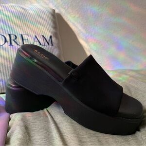 Aldo Black Platform Mules y2k